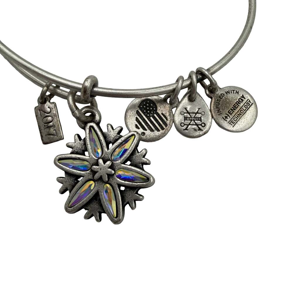 Alex and Ani 2017 Snowflake Bangle Bracelet Rafaelian Silver Crystal Jewelry